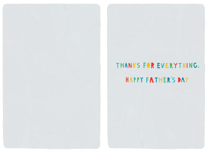 Hallmark Father's Day Card - Rainbow Acceptance, colourful text design, flat lay view showing front and back covers.