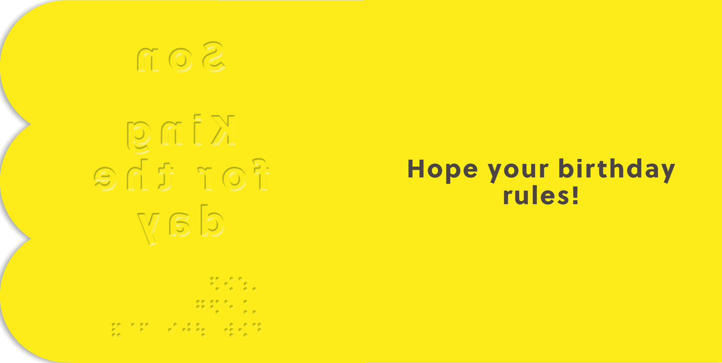Hallmark x Guide Dogs Braille Birthday Card For Son - King For A Day