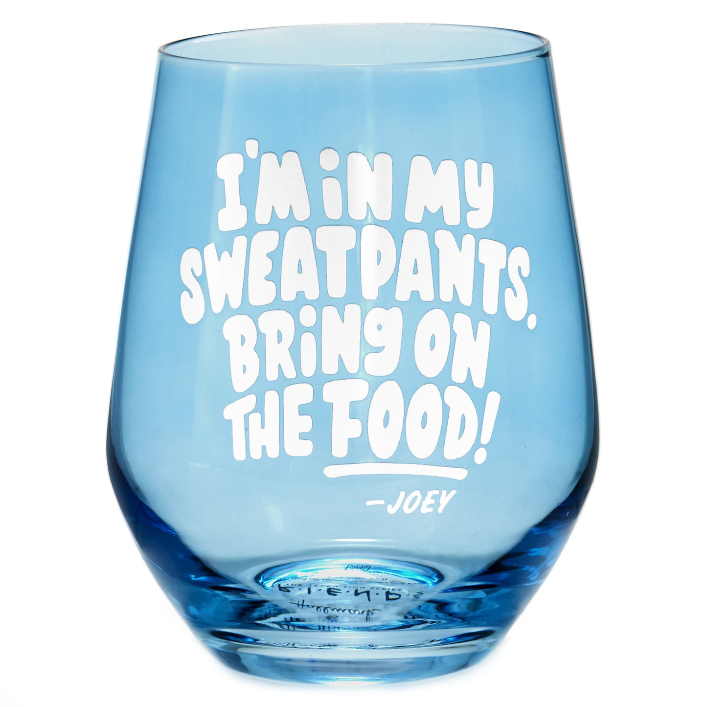 Friends Bring On the Food Stemless Wine Glass, 16 oz.