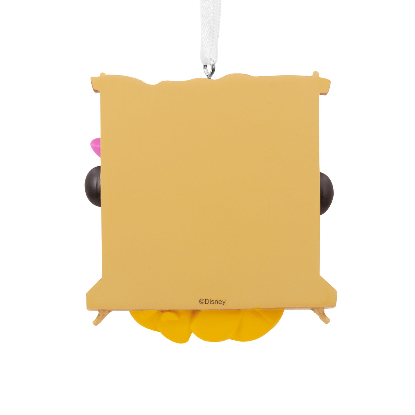 Hallmark Christmas Ornament - Disney Mickey and Minnie on Swing, back view showcasing the smooth surface and subtle details.