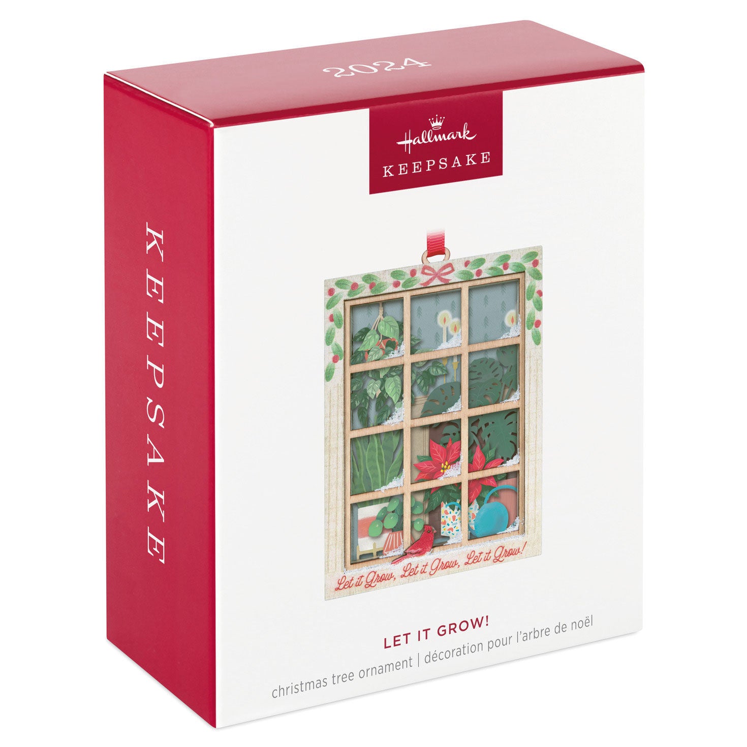 Let It Grow! Papercraft — Hallmark Keepsake Christmas Ornament packaging view, featuring intricate plant designs and festive details.