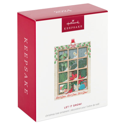 Let It Grow! Papercraft — Hallmark Keepsake Christmas Ornament packaging view, featuring intricate plant designs and festive details.