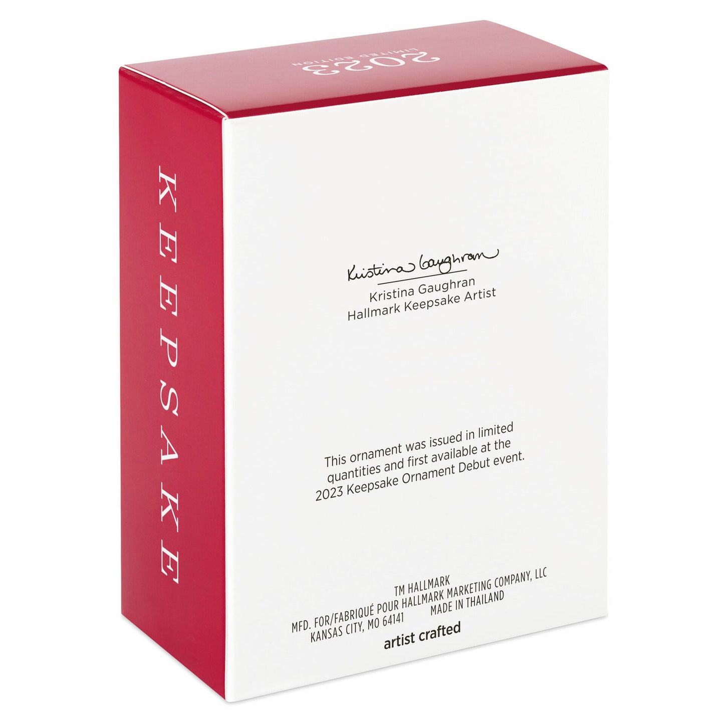 Star Wars™: Obi—Wan Kenobi™ A Princess and Her Droid — Hallmark Keepsake Christmas Ornament, textured red box, back view with artist details.