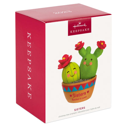 Cactus Sisters — Hallmark Keepsake Christmas Ornament in gift packaging featuring charming cacti and floral details, 2023 edition.