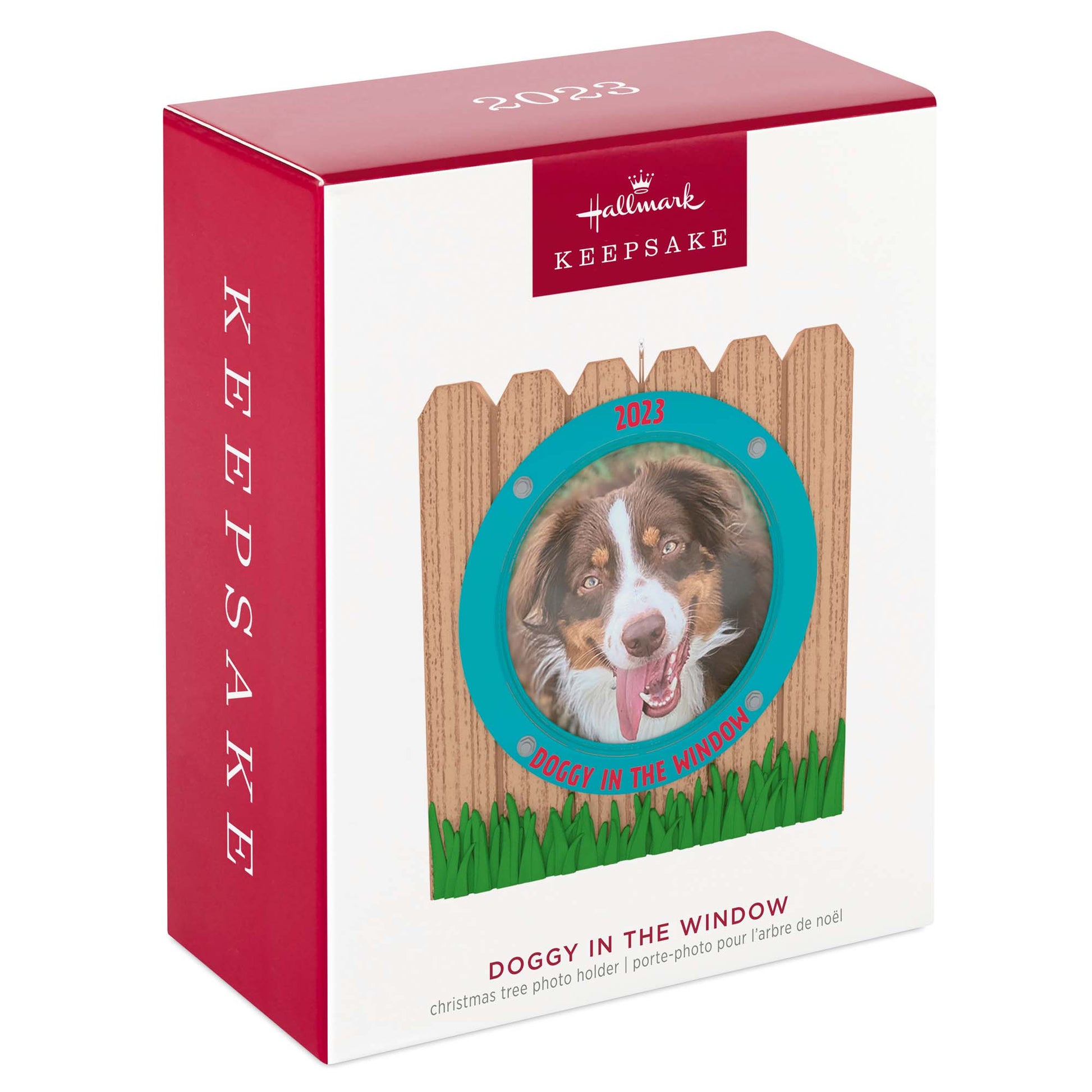 Doggy in the Window Photo Frame — Hallmark Keepsake Christmas Ornament, festive box, featuring a playful dog design and year 2023 encoding.