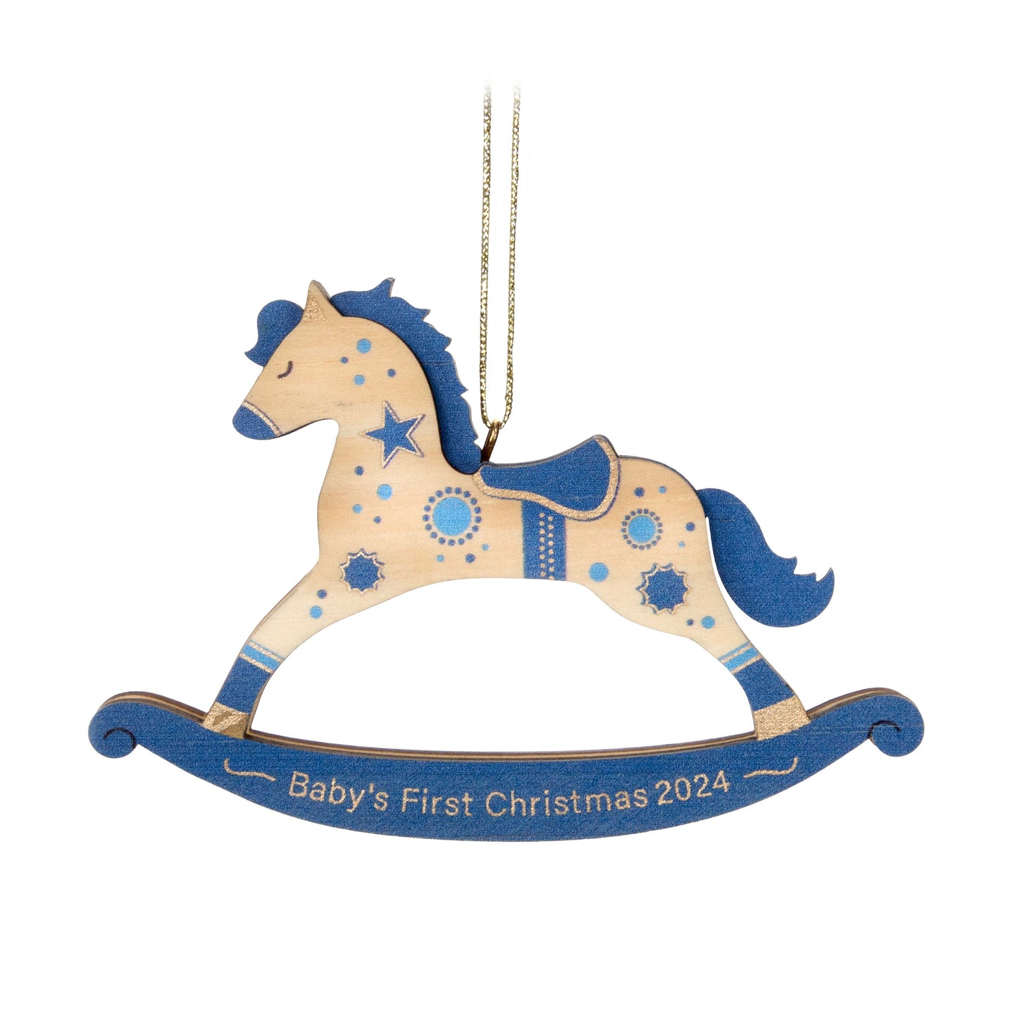 Baby Boy's First Christmas Rocking Horse Wood — Hallmark Keepsake Christmas Ornament