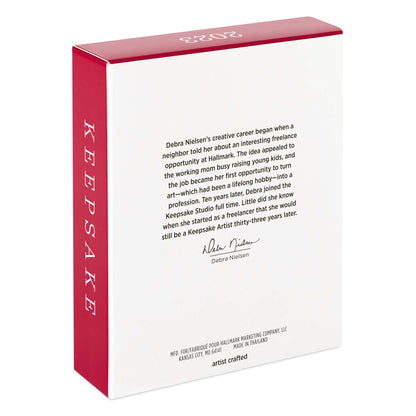 Our First Christmas Together Snowflake Photo Frame — Hallmark Keepsake Christmas Ornament, back view, featuring artist bio and signature detail.