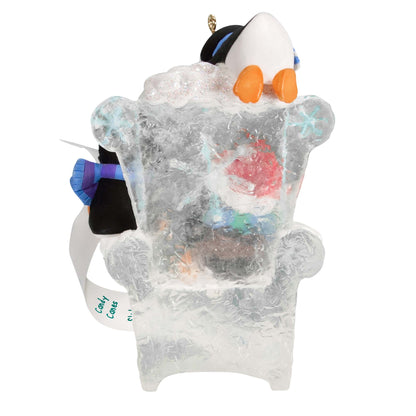 Long Letter to Santa Penguin — Hallmark Keepsake Christmas Ornament, crystal chair design, featuring penguin and Santa details, back view