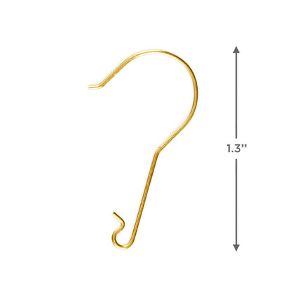 Hallmark Keepsake Christmas ornament hooks (Brass, Metal), Set of 20, close-up view showing a single gold metal hook with dimensions.