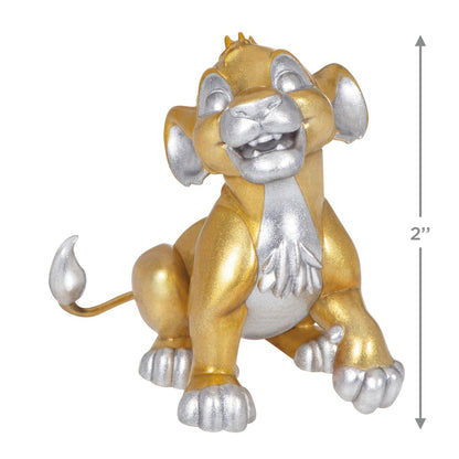 Disney 100 years of wonder classic characters, set of 4 — Hallmark Keepsake Christmas ornament featuring Simba in gold and silver finish, 5 cm tall