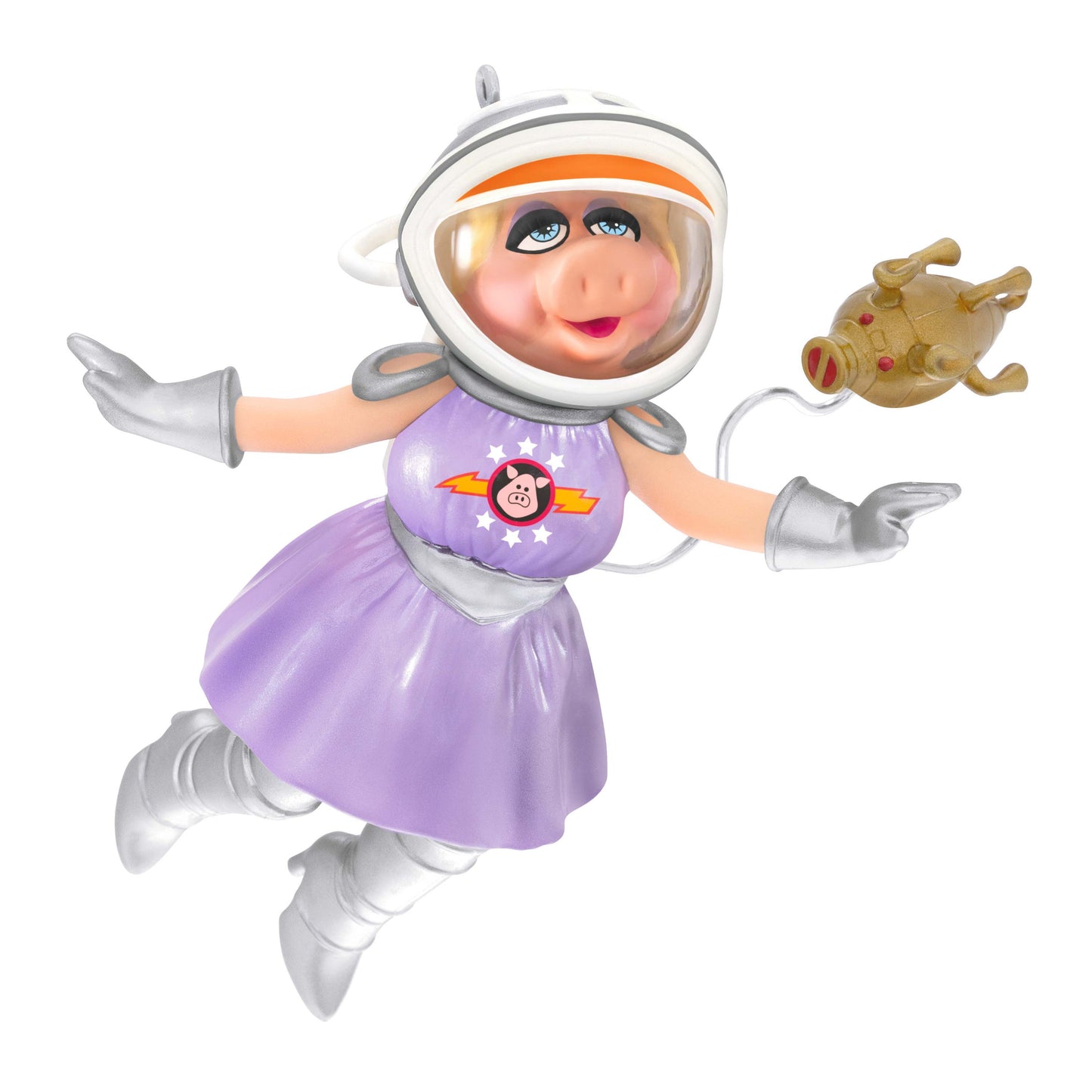 Disney The Muppets, First Mate Piggy and The Swinetrek — Hallmark Keepsake Christmas Ornament featuring Miss Piggy in a spacesuit with a purple dress, floating in space.