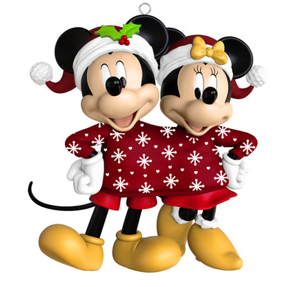 Disney Mickey and Minnie, Sweater-Sharing Sweethearts — 2025 Hallmark Keepsake Christmas Ornament