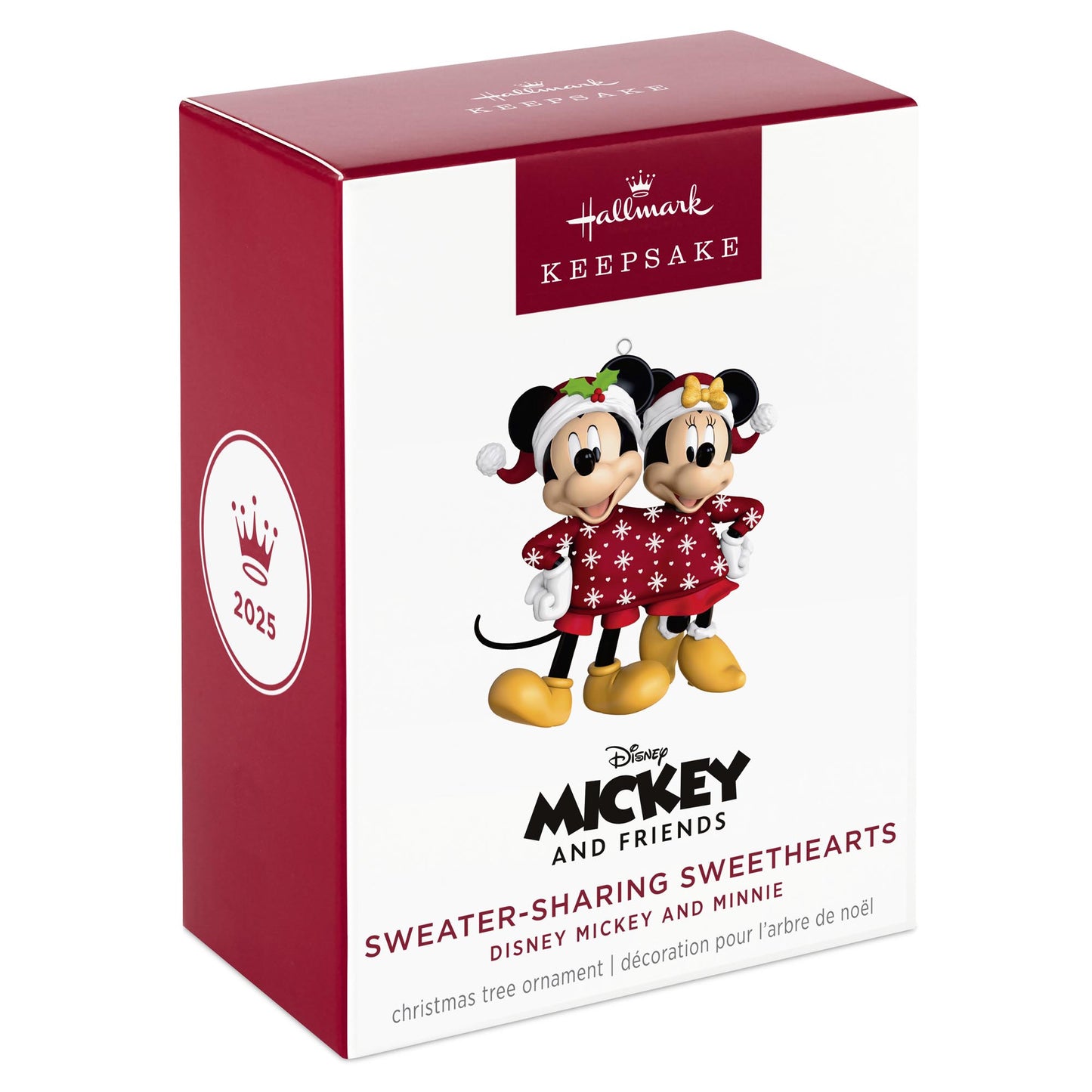 Disney Mickey and Minnie, Sweater-Sharing Sweethearts — 2025 Hallmark Keepsake Christmas Ornament