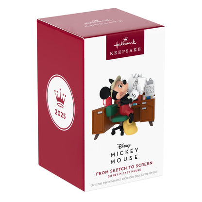 Disney Mickey Mouse, From Sketch to Screen — 2025 Hallmark Keepsake Christmas Ornament