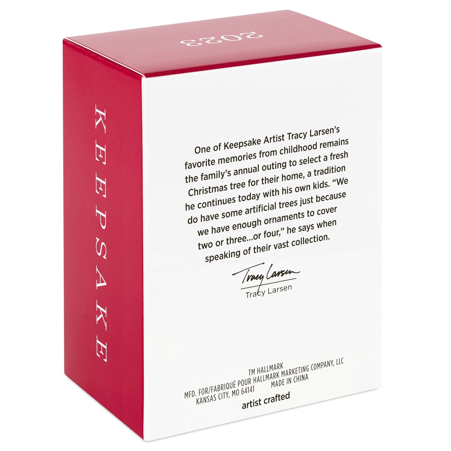 Coveted Gift, A Christmas Story 40th Anniversary — Hallmark Keepsake Christmas Ornament box featuring Tracy Larsen's designer details and brand description.