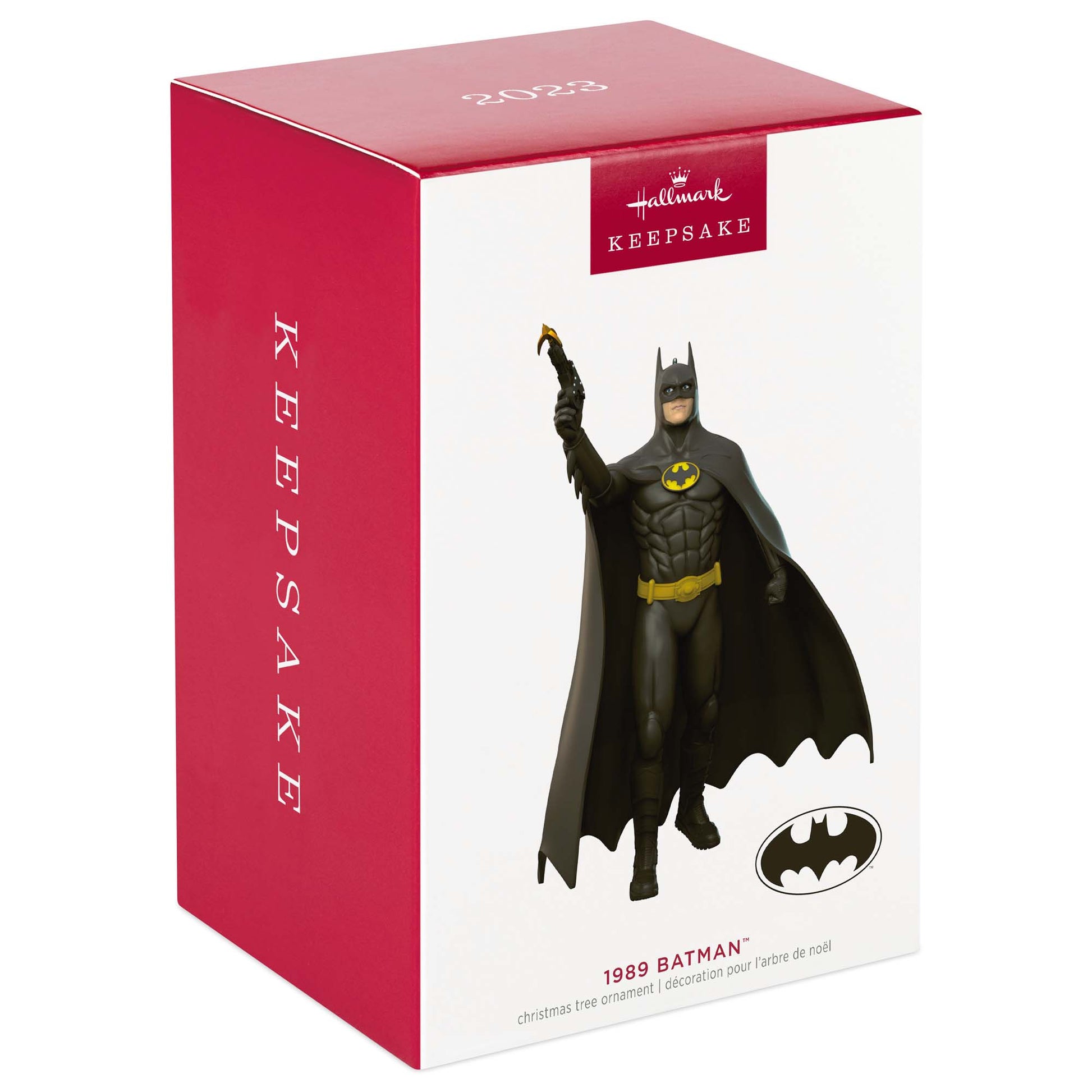 DC 1989 Batman — Hallmark Keepsake Christmas Ornament in boxed packaging with a striking black design and Gotham logo.