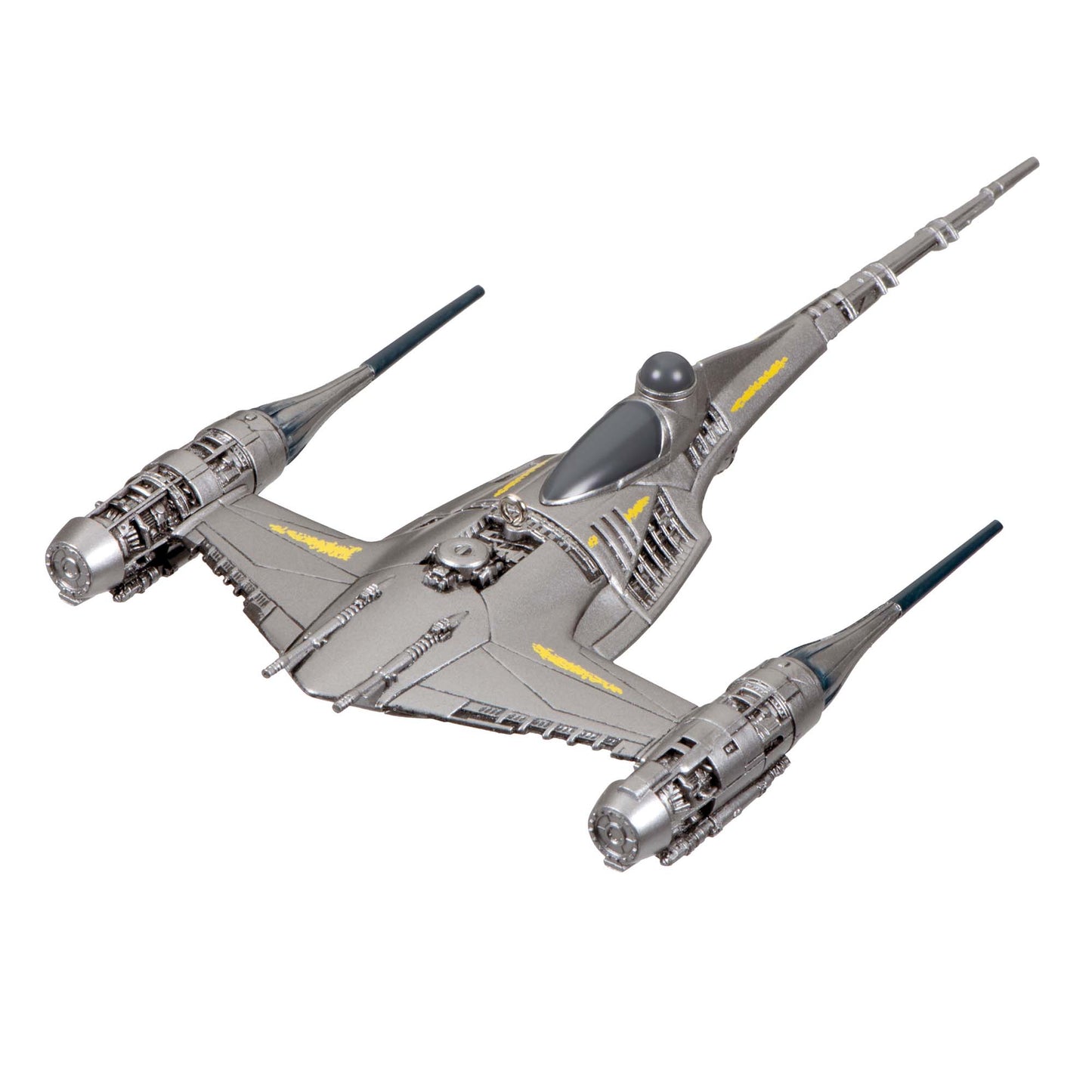 Star Wars™: The Mandalorian, The Mandalorian's N—1 Starfighter ornament—detailed design with sleek body and engines, angled view.