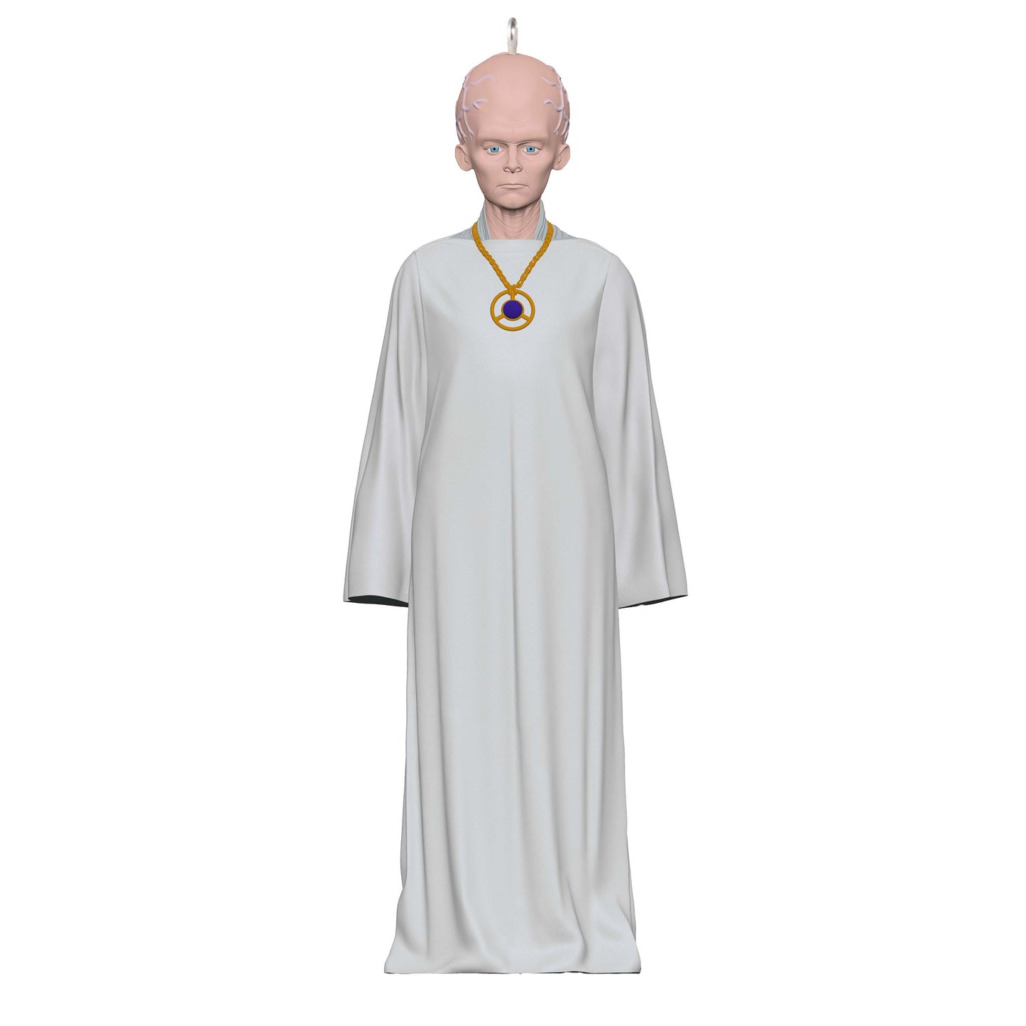 Star Trek™ The Keeper — Hallmark Keepsake Christmas Ornament featuring smooth white robe and detailed facial design, hanging on a hook.
