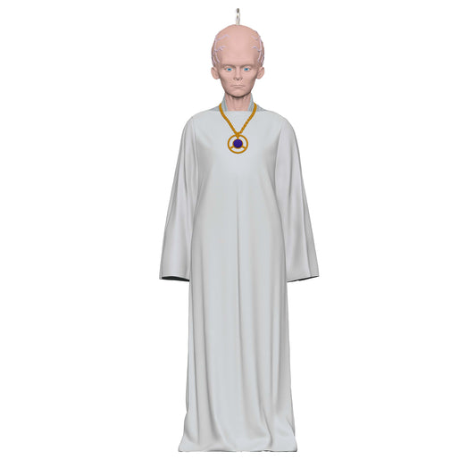 Star Trek™ The Keeper — Hallmark Keepsake Christmas Ornament featuring smooth white robe and detailed facial design, hanging on a hook.