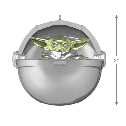Disney 100 years of wonder, Star Wars™ and Marvel heroes, set of 4 — Hallmark Keepsake Christmas ornament featuring Grogu in a silver pod with intricate details.