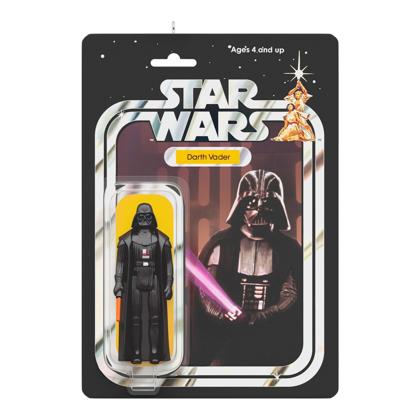 Star Wars™ Darth Vader™ vintage figure — Hallmark Keepsake Christmas Ornament on retro packaging with character artwork and lightsaber.