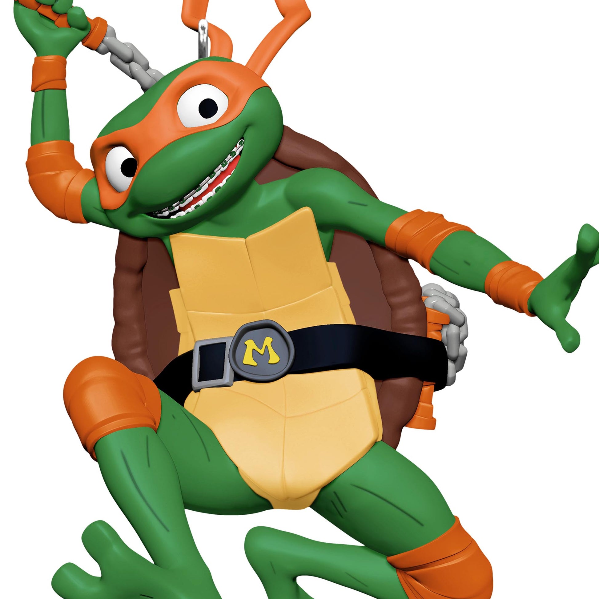 Teenage Mutant Ninja Turtles: Mutant Mayhem, Michelangelo — 2025 Hallmark Keepsake Christmas Ornament, detailed pose with nunchucks, vibrant colours