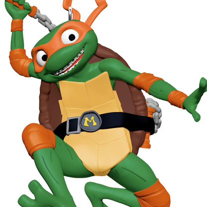 Teenage Mutant Ninja Turtles: Mutant Mayhem, Michelangelo — 2025 Hallmark Keepsake Christmas Ornament, detailed pose with nunchucks, vibrant colours