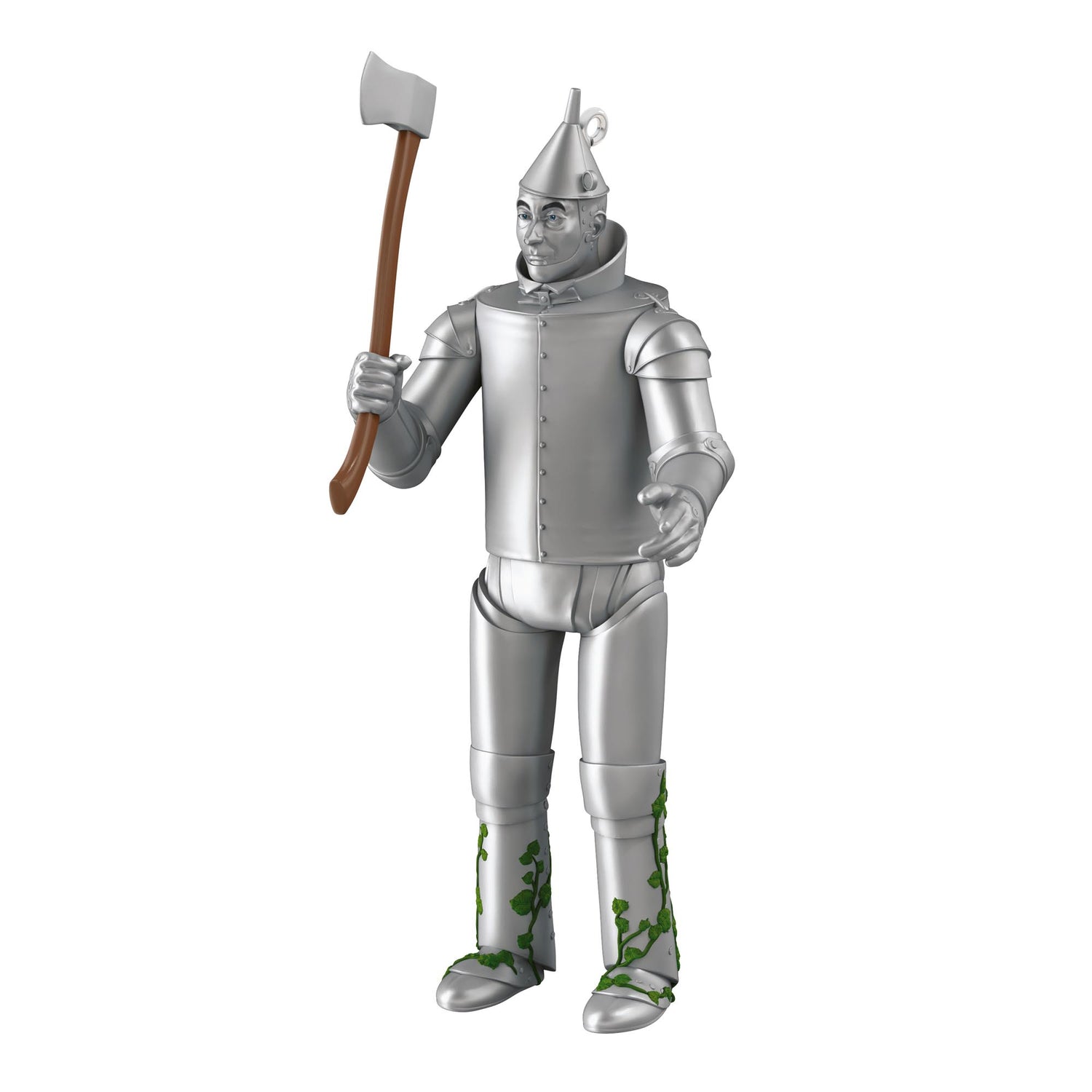 The Wizard of Oz™, Tin Man™ — 2025 Hallmark Keepsake Christmas Ornament featuring a silver character holding an axe, detailed with green vines.