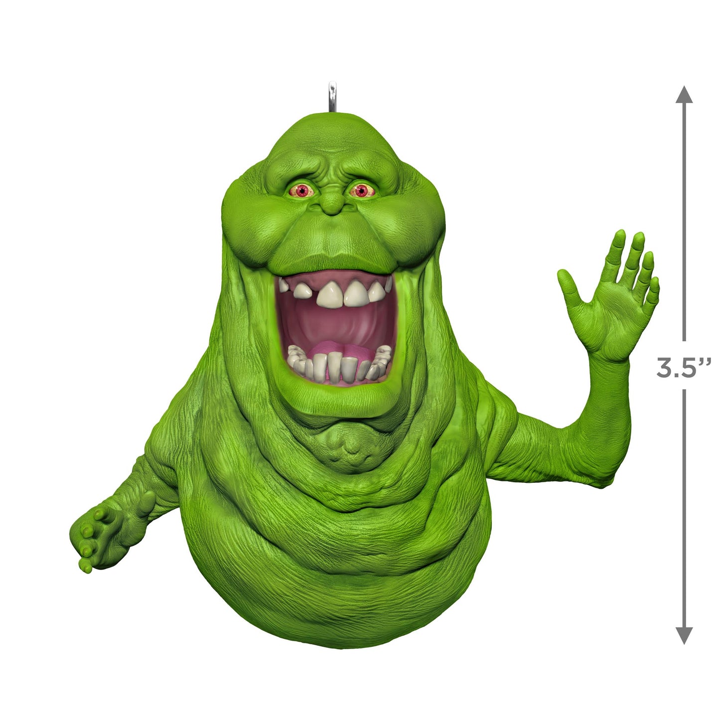 Ghostbusters™, Slimer — 2025 Hallmark Keepsake Christmas Ornament, 3.5-inch translucent green design with detailed facial features and waving hand.