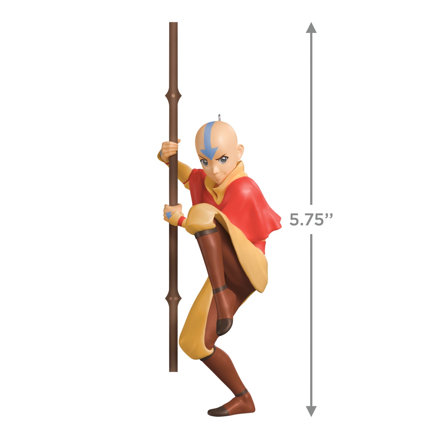 Avatar: The Last Airbender™, Aang — 2025 Hallmark Keepsake Christmas Ornament, action pose with staff, measuring 14.6 cm tall.