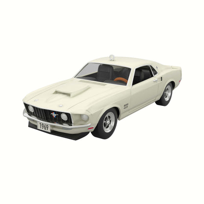 Lil' Classic Cars 1969 Ford Mustang Boss 429 (Miniature) — Hallmark Keepsake Christmas Ornament, angled view showing detailed hood scoop and pony emblem.