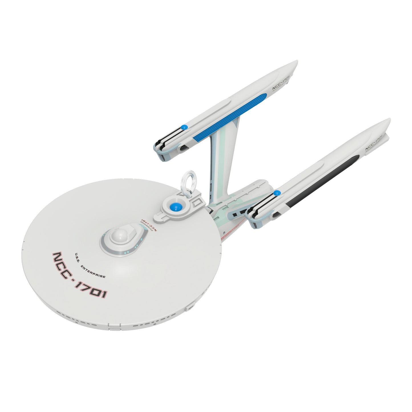 Star Trek™: The Motion Picture U.S.S. Enterprise NCC-1701 Refit (Miniature) — Hallmark Keepsake Christmas Ornament shown from an angled view, highlighting the intricate detail and design.