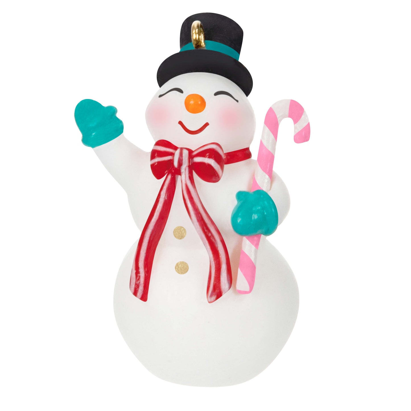 Nostalgic Snowman (Miniature) — Hallmark Keepsake Christmas Ornament, cheerful snowman with candy cane, vibrant colours, detailed design