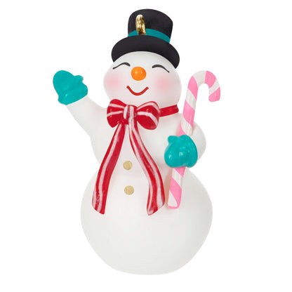 Nostalgic Snowman (Miniature) — Hallmark Keepsake Christmas Ornament, cheerful snowman with candy cane, vibrant colours, detailed design