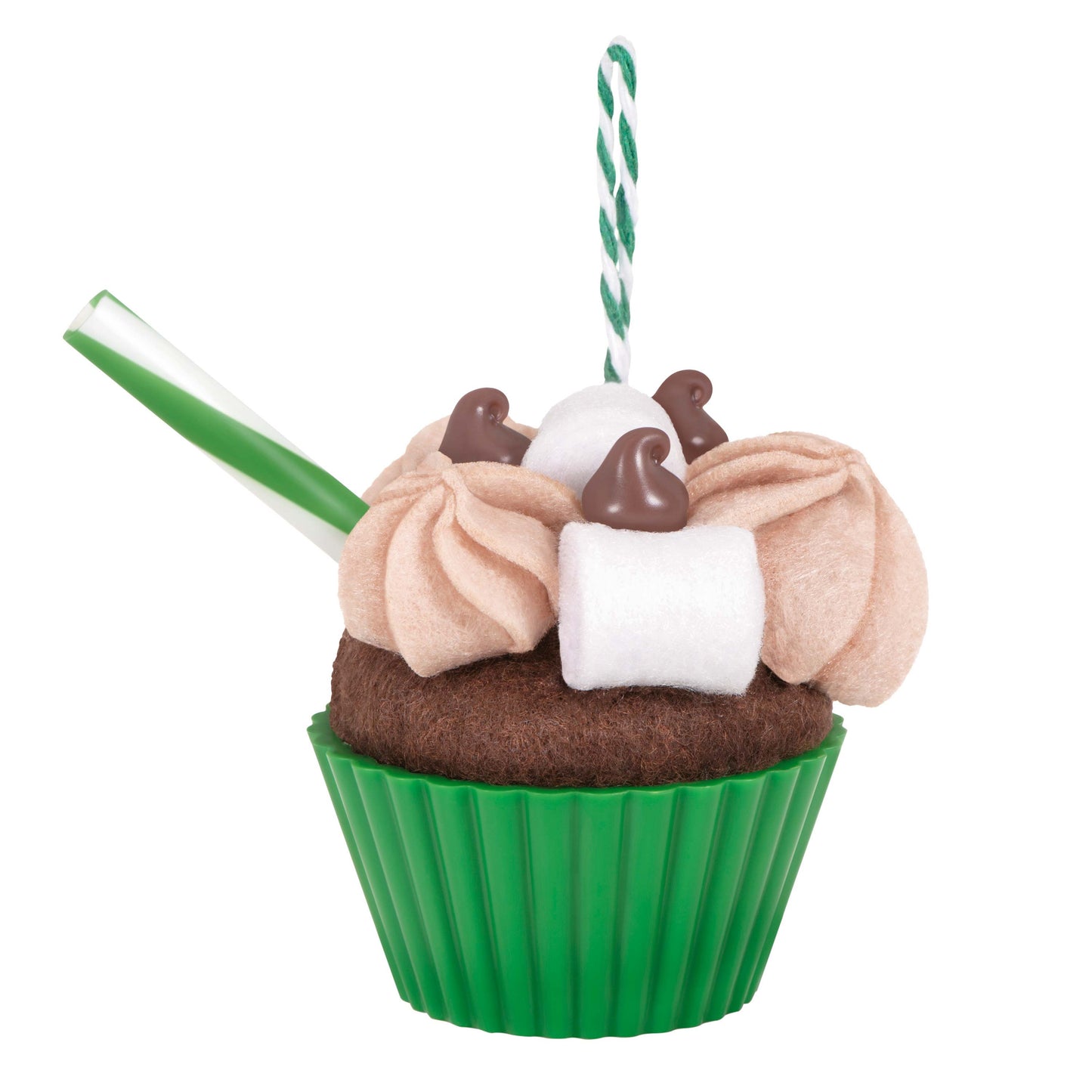 Christmas Cupcakes Cup of Cocoa — Hallmark Keepsake Christmas Ornament featuring faux chocolate cupcake with hot cocoa toppings and a straw