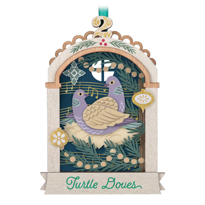 Twelve Days of Christmas, 2nd in the Series — 2025 Hallmark Keepsake Christmas Ornament featuring Two Turtle Doves in detailed papercraft scene.
