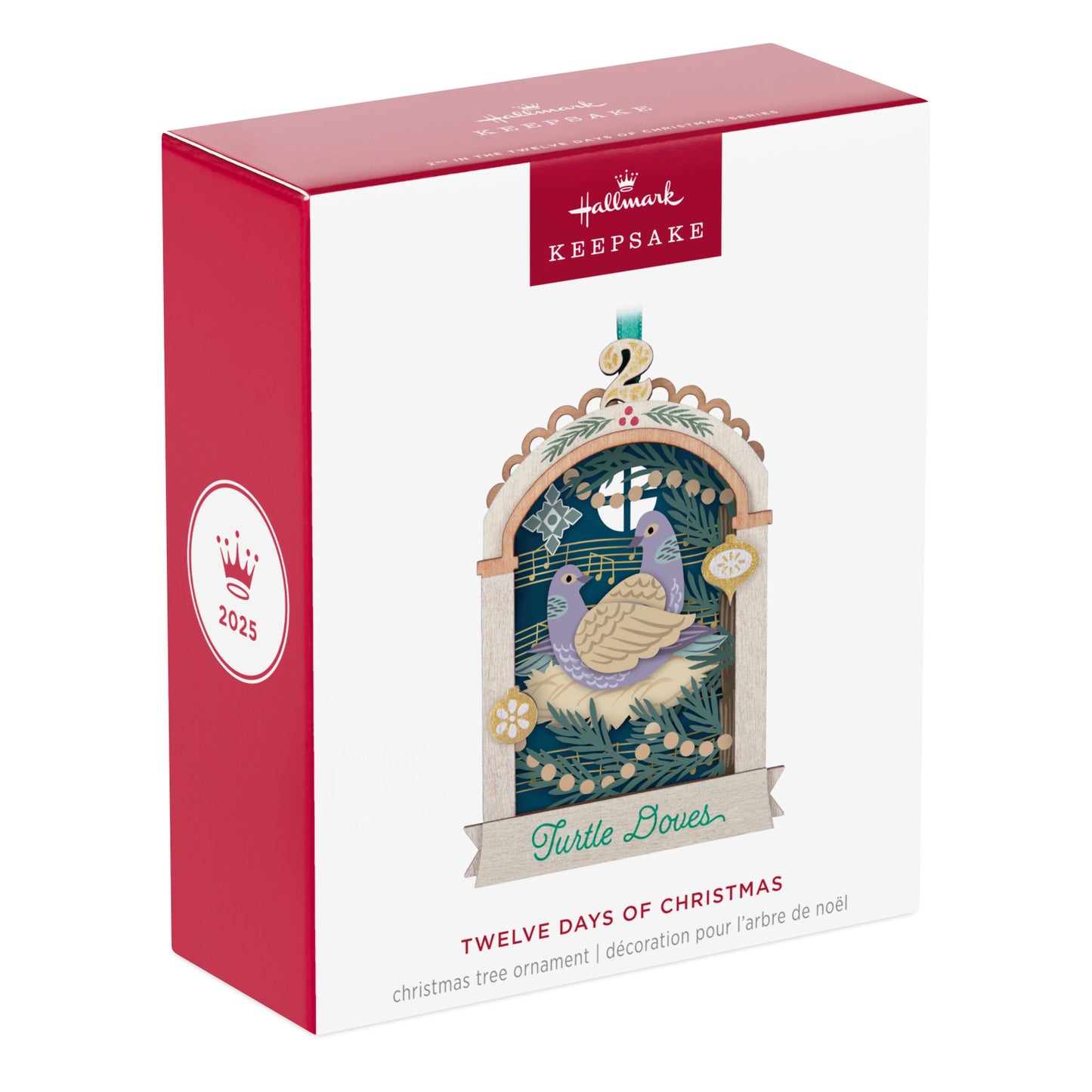 Twelve Days of Christmas, 2nd in the Series — 2025 Hallmark Keepsake Christmas Ornament, gift boxed with Two Turtle Doves design.