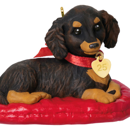 Long-haired Dachshund, 35th in the Puppy Love Series — 2025 Hallmark Keepsake Christmas Ornament