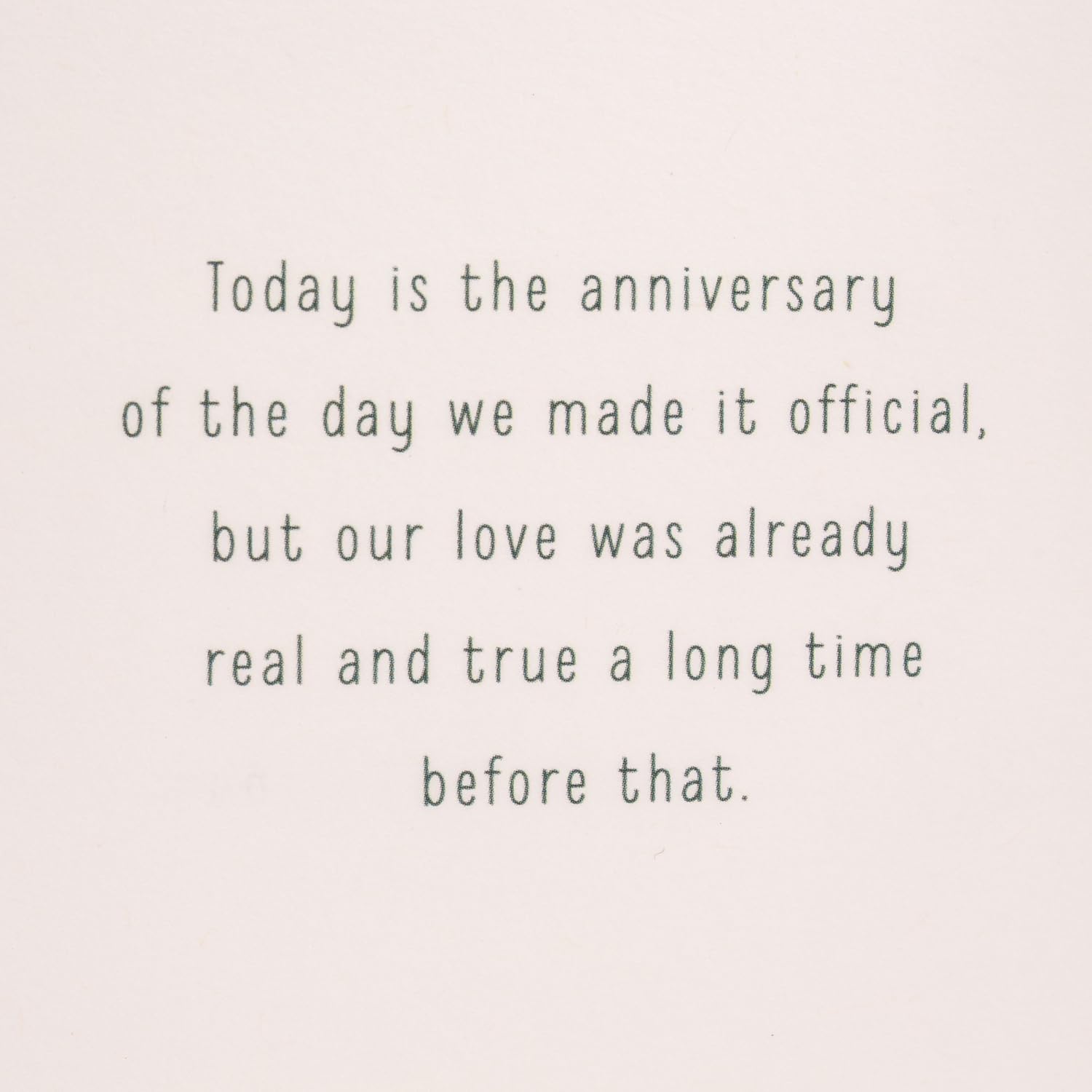 Hallmark Our Anniversary Card Celebrating us Love, Celebrating us (499RZB1025) inside view featuring heartfelt anniversary message.