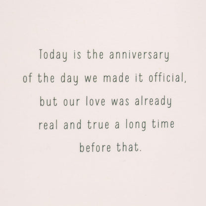 Hallmark Our Anniversary Card Celebrating us Love, Celebrating us (499RZB1025) inside view featuring heartfelt anniversary message.