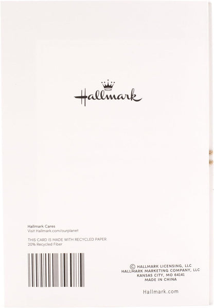 Hallmark Our Anniversary Card Celebrating us Love, Celebrating us (499RZB1025) back view showing logo and recycling information on paper.