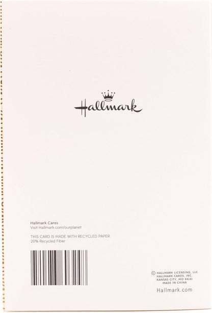 Hallmark 1st Anniversary Card (Chance on What Could Be) back view showing logo, recycled paper details, and barcode.