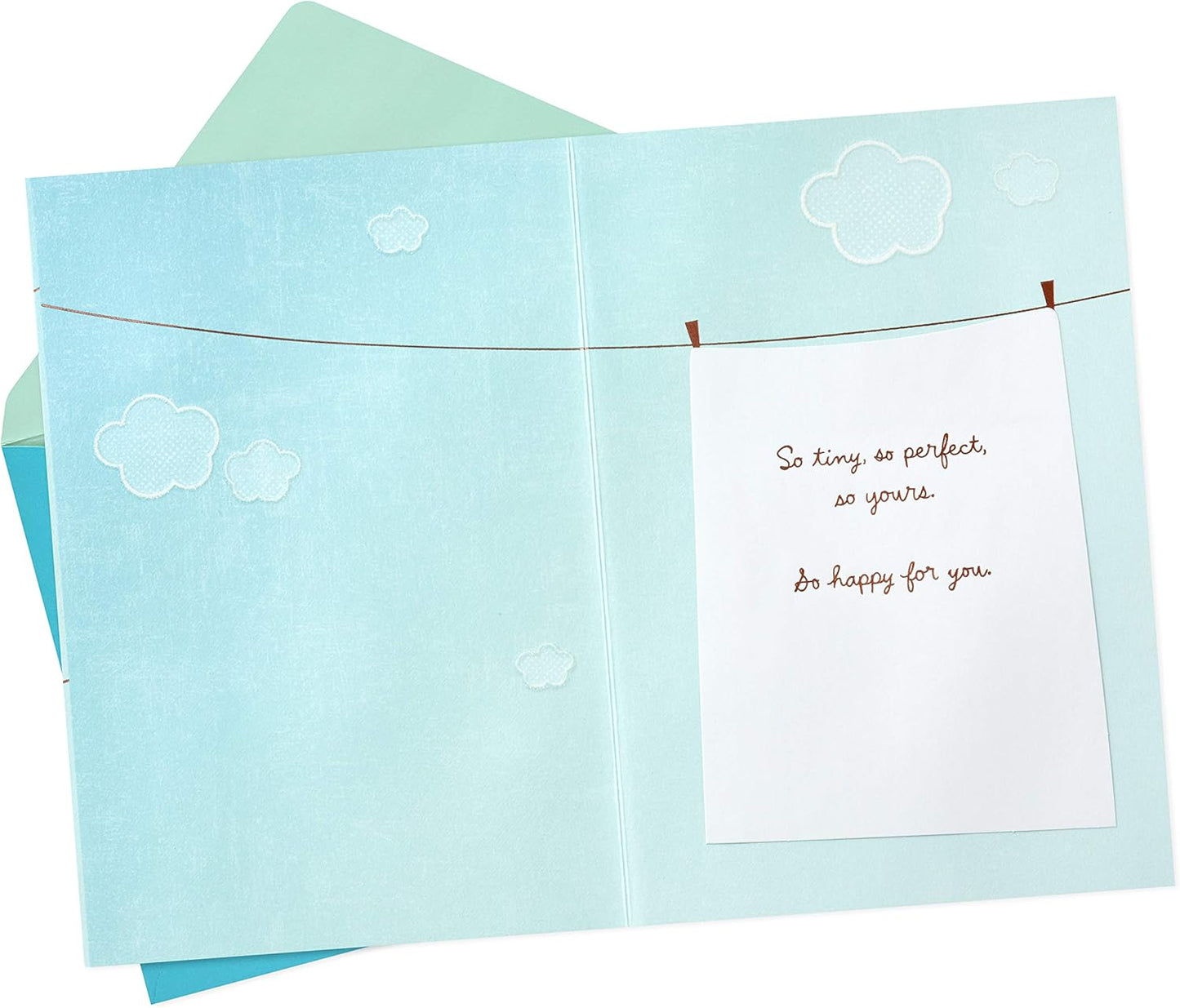 Hallmark Congratulations Greeting Card for New Baby Boy (Clothesline)