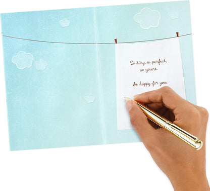 Hallmark Congratulations Greeting Card for New Baby Boy (Clothesline)