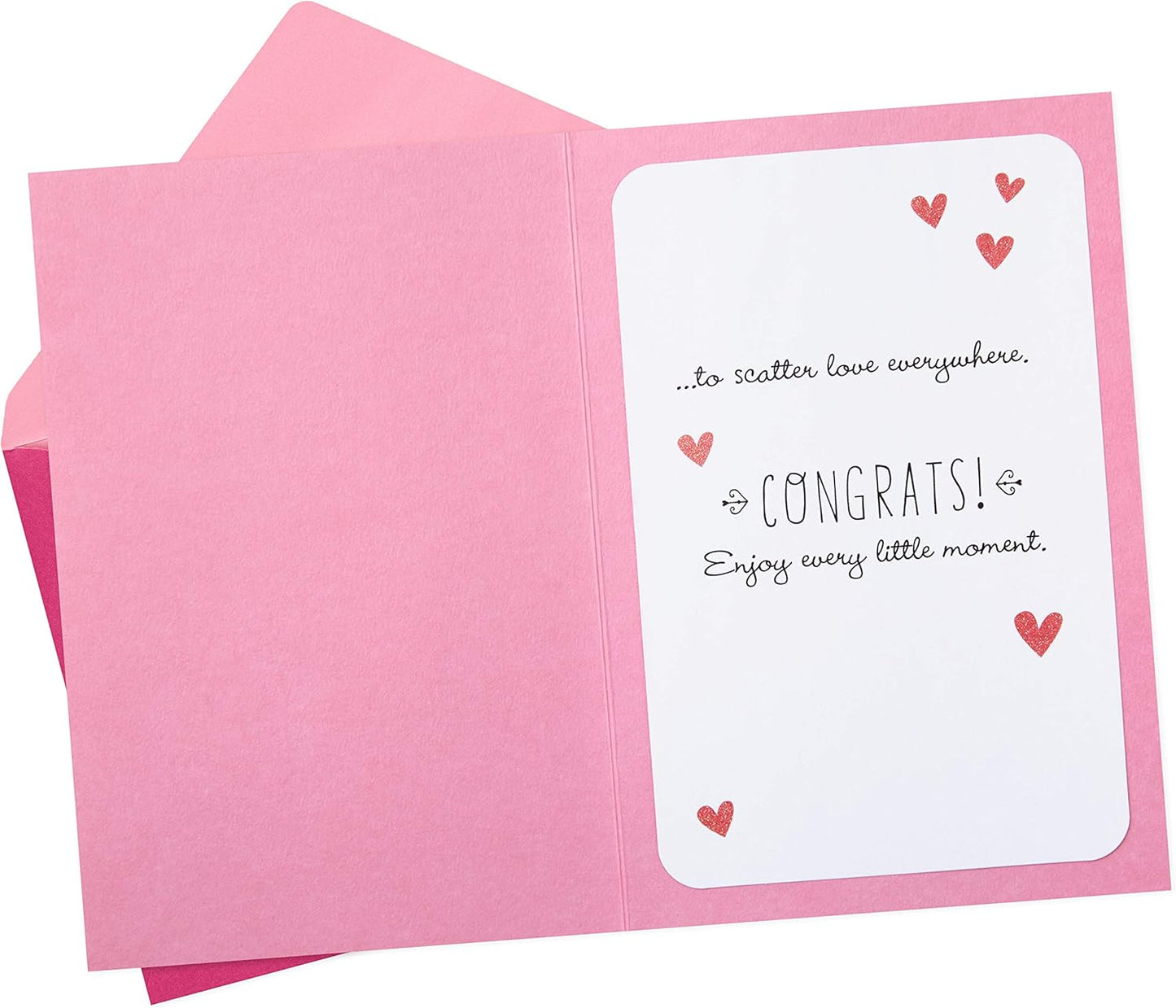 Hallmark Congratulations Greeting Card for New Baby Girl (Pink Elephant)