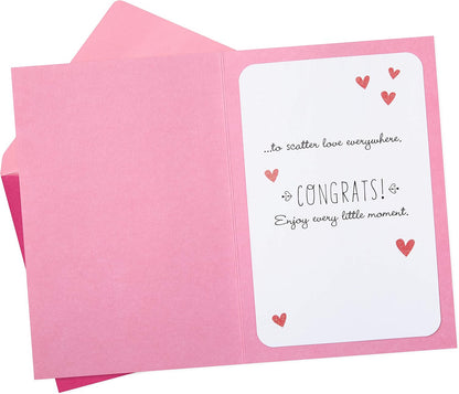 Hallmark Congratulations Greeting Card for New Baby Girl (Pink Elephant)