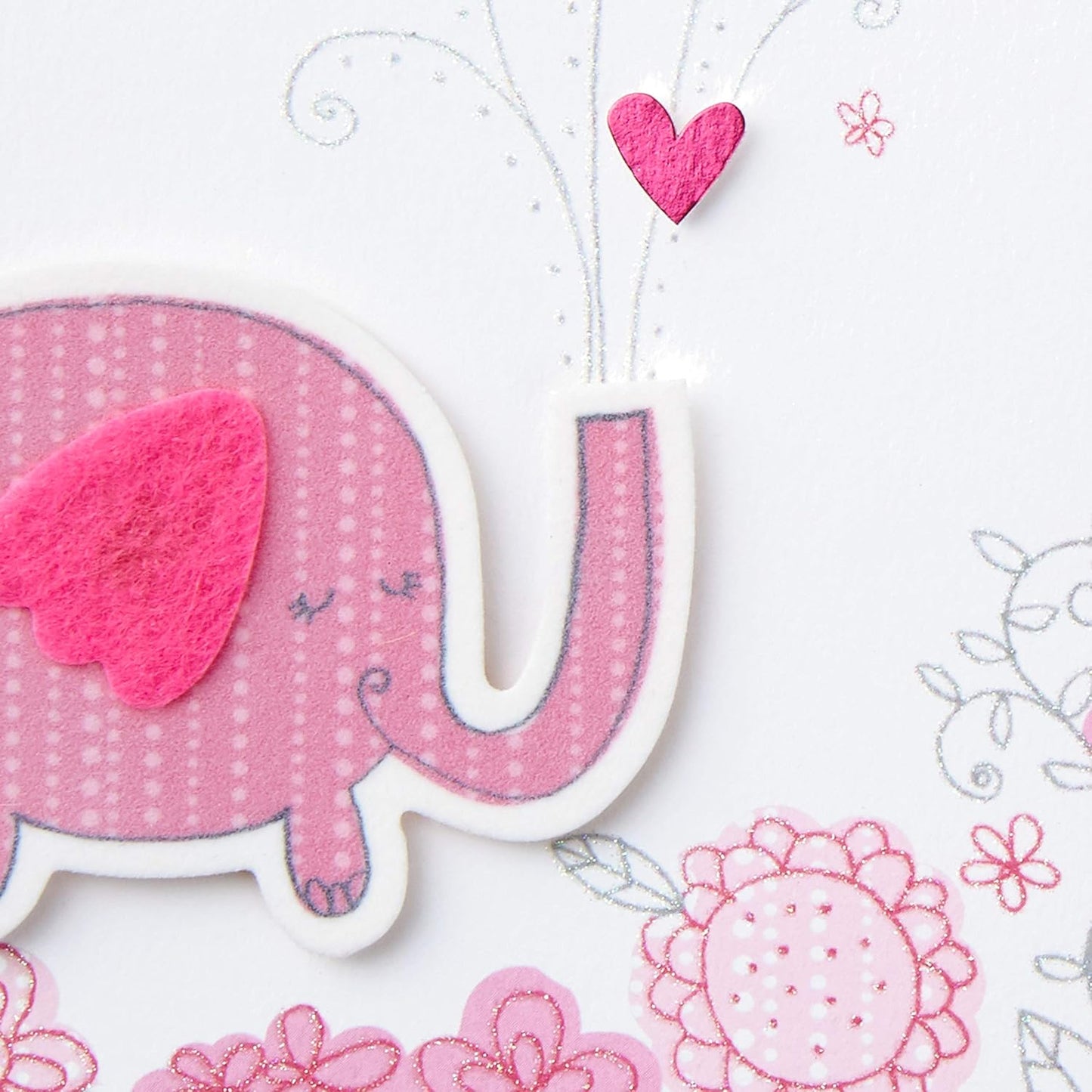 Hallmark Congratulations Greeting Card for New Baby Girl (Pink Elephant)