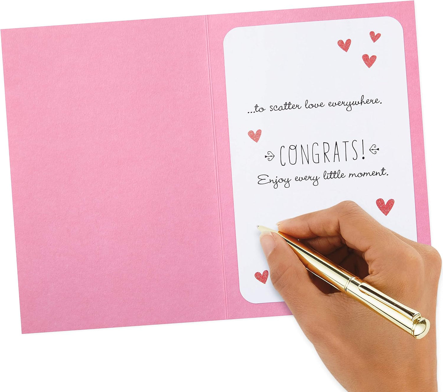 Hallmark Congratulations Greeting Card for New Baby Girl (Pink Elephant)