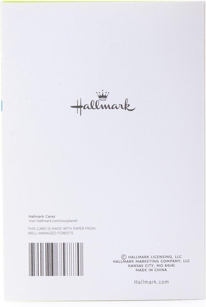 Hallmark 30th birthday greeting card (Stripes and Dots) back view, featuring eco-friendly paper details and logo.