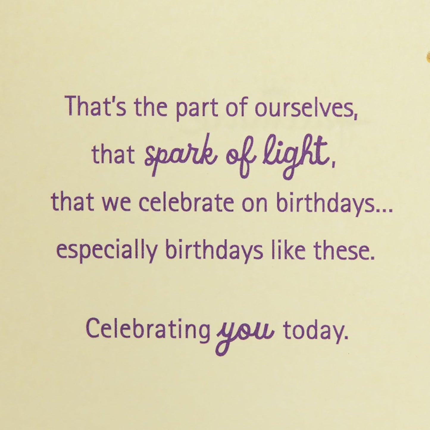 Hallmark 60th Birthday Greeting Card (Rays with Tassel) text detail on cream paper featuring a heartfelt birthday message.